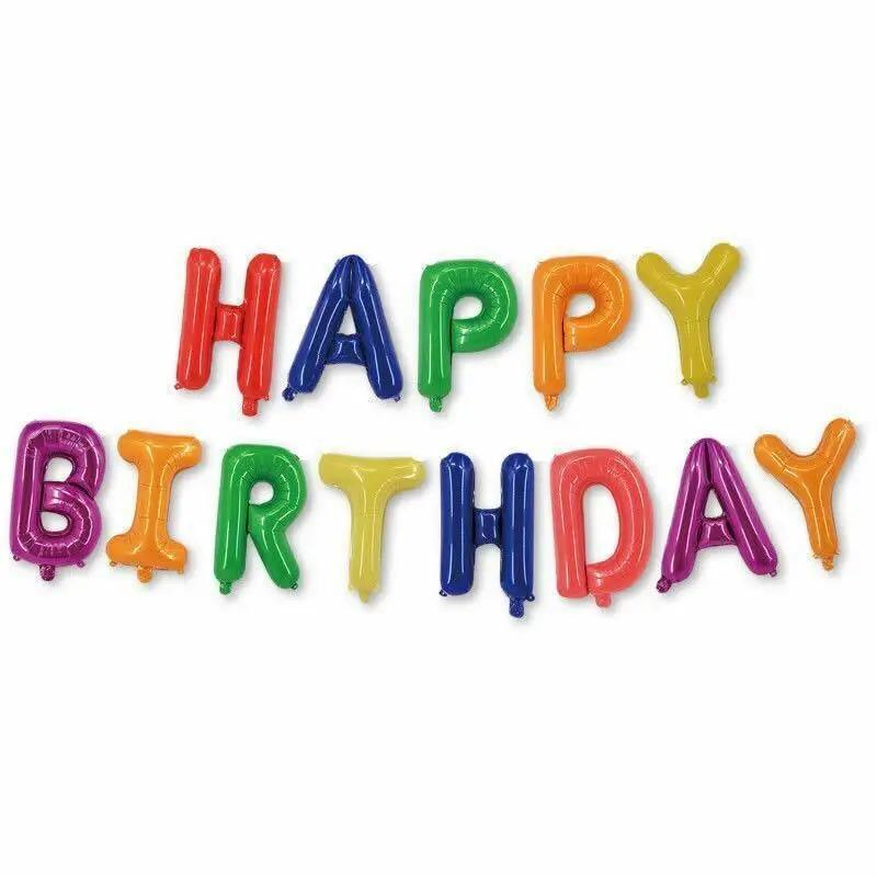 13 Pcs Happy Birthday Foil Balloons Set In Multicoloured